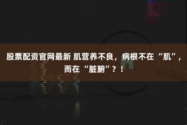 股票配资官网最新 肌营养不良，病根不在 “肌”，而在 “脏腑”？！