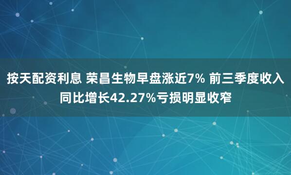 按天配资利息 荣昌生物早盘涨近7% 前三季度收入同比增长42.27%亏损明显收窄