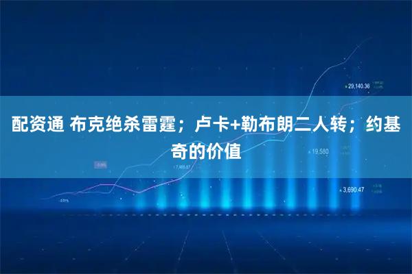 配资通 布克绝杀雷霆；卢卡+勒布朗二人转；约基奇的价值